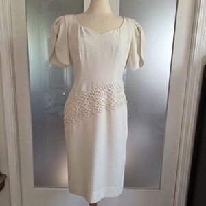 Rimini Cream Midi Dress with Embroidered Waist